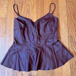 Maroon Faux Leather Peplum Crop top